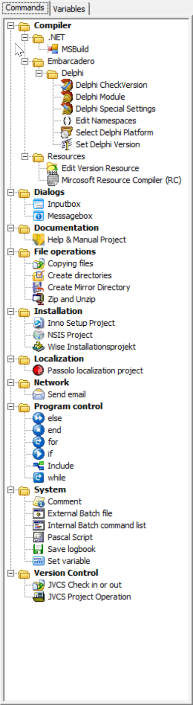 Commands tree